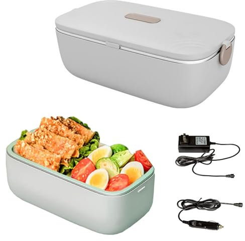 TEmkin Lunch Box Elettrico 3 in1, Lunch Box riscaldato Portatile Scaldavivande per Auto Camion Home Lunch Box Elettrico A Prova di Perdite Contenitore in Acciaio Inossidabile 1L,Blu