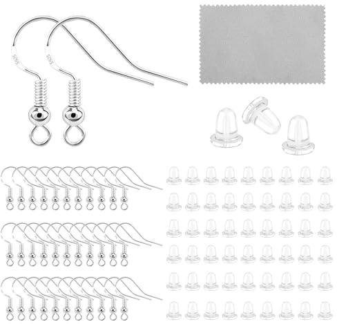 Ganci Orecchini Argento Fai da Te 60 Pezzi Anallergici Accessori Gioielli | ALEXCRAFT 60 Pezzi Monachelle per Orecchini Argento DIY Anallergici Facile da Usare Resistente