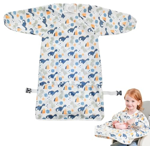 Cosysparks Baby lätzchen mit ärmeln, 3 In 1 Baby Ärmellätzchen Wasserdicht ganzkörper lätzchen baby Netter Dinosaurier lätzchen baby mit ärmeln für 1-3 Jahre alt