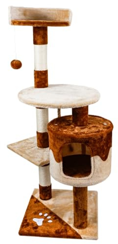 Nobleza - Árbol Rascador para Gatos, Rascador para Gatos Medidas: 60 * 56.5 * 111.5 cm, Color：Beige/Marrón