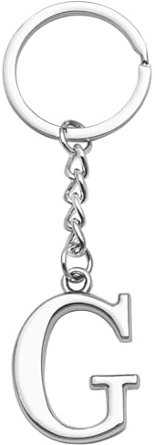 LUODAN Portachiavi Regalo donna uomo,argento A-Z 26 lettera iniziale ciondolo portachiavi - Regalo sorelle amicizia idee regalo migliore amico compleanno (S) (G)