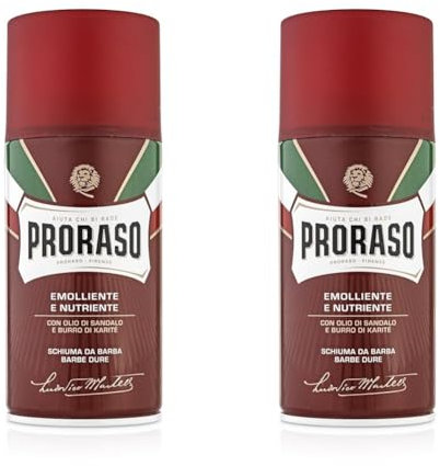 Proraso Espuma De Afeitar De Sándalo Y Manteca De Karité Para Barbas Duras - 300 Ml. 380 g (Paquete de 2)