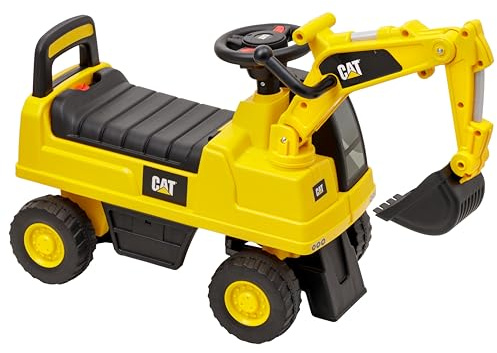 Baroni Toys Excavatrice Porteur pour Enfants de 1 à 3 Ans, avec Licence Caterpillar, excavatrice avec klaxon, Bras excavateur Rotatif et boîte de Rangement, Dispositif Anti-basculement, 30x78x54 cm
