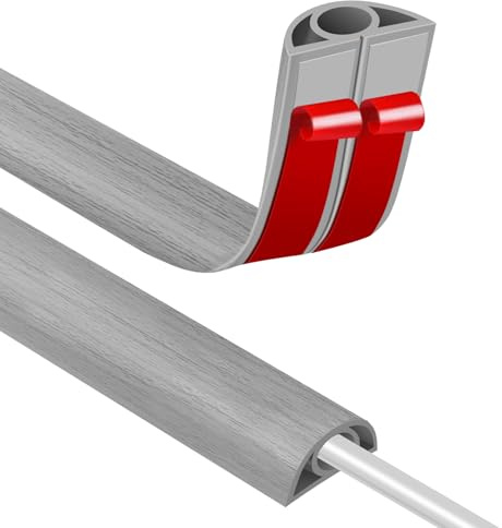 3M Holzmaserung Kabelbrücke Boden - Flexibler PVC Kabelabdeckung, 7,7x7,7mm, Selbstklebend, Verhinderung von Stolperfallen
