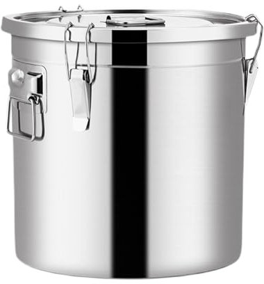 Grande contenitore ermetico in acciaio inox con fibbie a scatto da 6 litri, contenitore per alimenti da cucina, barile sigillato per olio, 20 x 20 cm