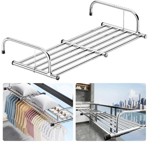 Wäscheständer Edelstahl Ausziehbar,Balkon-Wäschetrockner,Balkontrockner Handtuchhalter Heizkörper Heizung Wäschetrockner Wand für Drinnen Draußen, Hängetrockner (78cm-140cm(30.70in-55.11in))