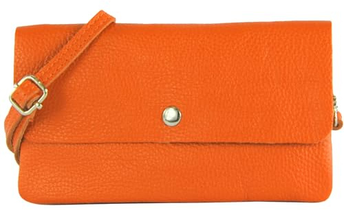 modamoda de T257 Damen Leder Umhängetasche Clutch, 20x11x2 cm, verstellbarer Schultergurt, handmade in Italy
