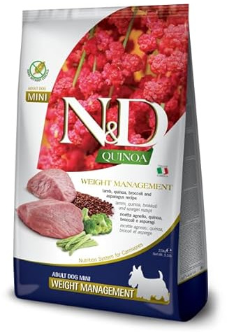 Farmina, N&D Quinoa Weight Management, Agnello, Broccoli & Asparagi, Cane Adult Mini, 7kg