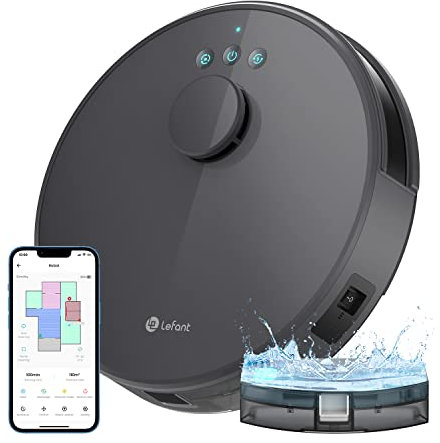 LEFANT Robot Aspirapolvere Lavapavimenti con Mappatura 4000pa,Navigazione LDS,Batteria da 4000mAh,Autonomia 150 min,Robot Aspirapolvere Lavapavimenti Slim per Pulizia Domestica/Peli Animali,grigio