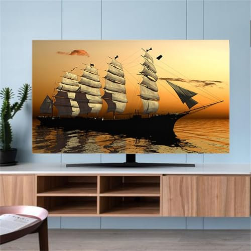 Hixingo TV Abdeckung Staubschutzhülle, 3D Sonnenuntergang Muster TV Staubschutzhülle 32-80inch TV Abdeckung Schutzhülle Fernseher Fernsehabdeckung TV Schutzhülle (40-43inch,Dämmerung)
