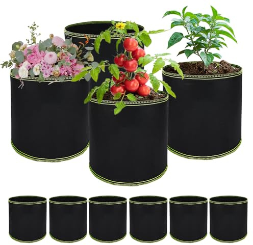 LUMOOM Lot de 10 sacs de plantation pour tomates, pommes de terre, 4 l, très résistants, en tissu épais, 1 gallon, réutilisables, pour légumes, fraises, fleurs (18 x 15 cm)