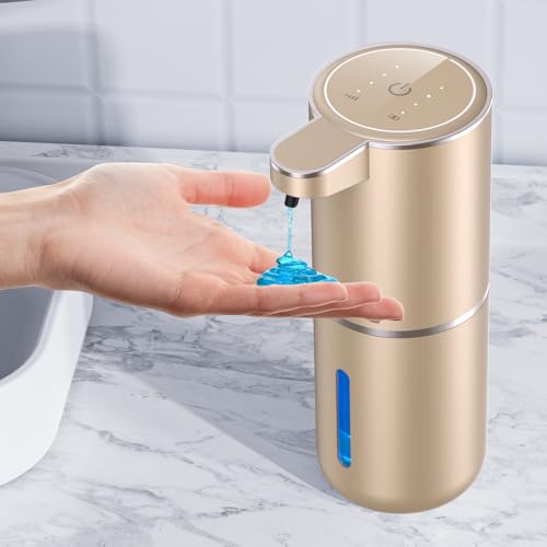 Amyzavls Seifenspender Automatisch,380ml Elektrischer Wandmontage Berührungsloser Automatische Seifenspender,USB wiederaufladbar mit Infrarot Bewegungssensor für Bad,Küche, Gold