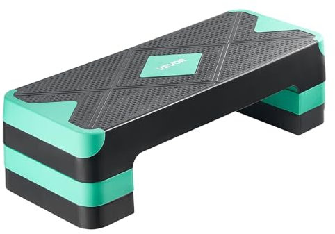 VEVOR Stepper per Esercizi Aerobici Portatile Piattaforma per Allenamento a Casa Palestra Altezza Regolabile, Stepper Aerobica Superficie Antiscivolo per Palestra di Casa, Cardio e Forza, Verde
