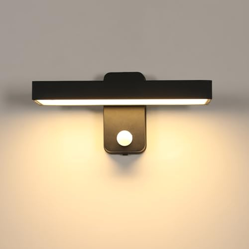 Pheashine Applique da Parete LED Esterno con sensore 17W 3000K IP65 Lampada da muro Moderna Orientabile con Rilevatore di Movimento per Giardino, Terrazzo, Garage, Ingresso