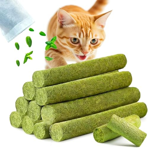 GREMBEB 90g/3.17oz Cats Treat Cat Grass Teething Stick Kitten Toy Catnip Toys for Hairball Removal Freeze Dried Chew Dental Food for Indoor Kitty Lickable Edible Snack for Eliminate Fur Digestion
