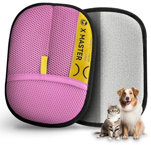 ZOOFLUX 2Pack Static Pet Hair Remover Gloves – Premium Reusable Grooming Glove for Cats & Dogs, Soft Mesh + Brush Cloth, Electrostatic Fur Remover for Couch, Clothes, Carpet (Pink)