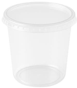 Commerline Lot de 250 gobelets de 125 ml avec couvercle, ronds, réutilisables, en polypropylène, à salade, bols à sauce, boîtes de conservation en plastique, réutilisables