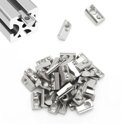 LINTRA 50 Stück Nutensteine M8 Nut 8 T mit Kugel, 40-Serie M8 Nutenstein, Nutensteine Dachträger, Kohlenstoffstahl Nutstein für Aluprofil c Profil 3D Drucker CNC Europanorm