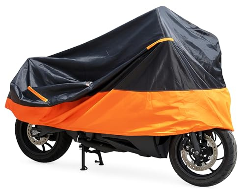 Tek Automotive Motorbike Cover Medium – Waterproof Heavy Duty Fabric, All Weather Protection, UV & Dust Resistant, Secure Straps, Anti Theft Lock Hole, Breathable, Reflective Strips, Outdoor Storage