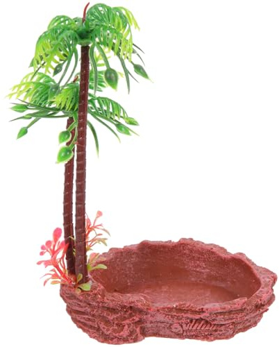 UTHCLO Bol pour Reptiles Forme de Cocotier Récipient pour Nourriture et Eau de Tortue Accessoire Terrarium Naturel pour Serpent Lézard et Tortue