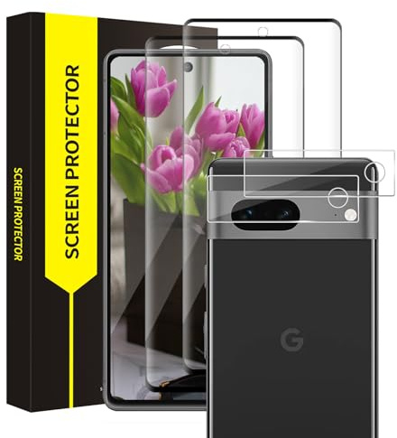 Cable Leader 2+2 Stück Schutzfolie für Panzerglas für Google Pixel 7 Pro 5G Displayschutz, 9H Härte, 3D Kante, Sensible Berührung, HD Klarsicht Google Pixel 7 Pro Displayschutzfolie+Kamera Schutzglas