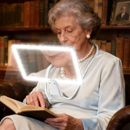 5X Neck Magnifying Glass with Light, Magnifier with Light Hands Free, Full Book Page Magnifier with 3 Light Modes, Flexible Gooseneck for Seniors Reading Low Vision