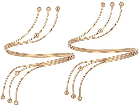 Hemobllo 2 pièces Bracelet Bras Femme Plaqué Or Manchette Large Métal Délicate pour Femmes Bijoux Mode pour Fêtes et Mariages