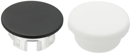 sourcing map 2Pcs Sink Overflow Ring, Universal Sink Overflow Drain Cover, Insert in Hole Single Layer Cap Round Caps for Bathroom Kitchen Basin Wash Basin, Black/White