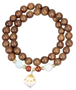 Sandelträ guldsilke lila armband - miljövänliga gröna sandelträ träsmycken(Goldensandalwood8mm)
