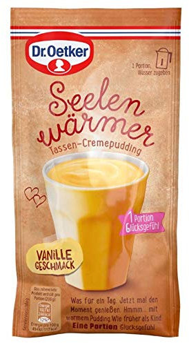 Dr. Oetker Seelenwärmer Tassen-Cremepudding Vanille-Geschmack, 58 g - Dessertpulver für die schnelle Zubereitung einer Cremedessert-Nachspeise