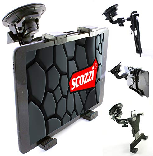 scozzi Support Voiture Tablette Pare-Brise Ventouse (Universel de 7 à 11 Pouces) Compatible avec iPad,Lenovo,Samsung Galaxy Tab S9 S8 S7 S6 A7 A E P12 P11 Yoga 13 11 M10 M8 FE Lite Air Mini Plus Pro
