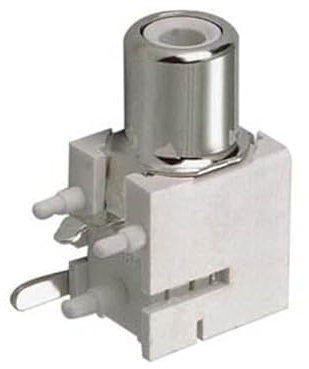 Elecbee Nickel Plating RCA Connector Cinch PCB Mount Jack Socket Right Angle With White ABS Plastic