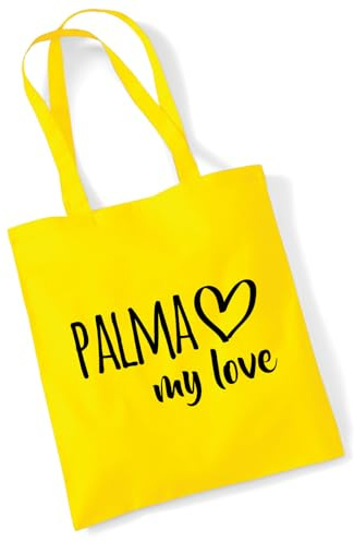 huuraa borsa di cotone Palma my love Borsa regalo in tessuto giallo 10 litri cotone Palma my love souvenir