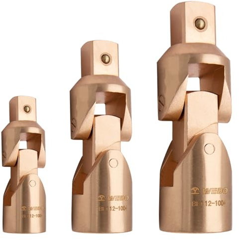 WEDO Juego de 3 llaves de vaso universales de 1/2 pulgadas + 3/4 pulgadas + 1 pulgada, enchufe universal de impacto sin chispas, cierres de acceso en ángulo flexible, cobre berilio, no magnético,
