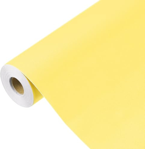 sourcing map Papier peint jaune citron, 1500 x 60 cm, papier peint autocollant en vinyle de couleur unie, décoration murale pour revêtement mural