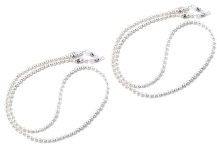 AOKWAWALIY 2St Sonnenbrillenhalter brillenständer brillenbügel brillen ketten brillenkette mit brillenketten Perlschnur Brillenband Brille Halskette Brillenhalsband hängende Brillenkette Weiß