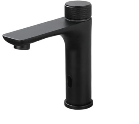 Touchless Infrared Sensor Faucet for Bathroom Sleek Stainless Steel Design Hot and Cold Water Automatic Basin Tap Black Color