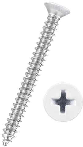 Kozelo 100 pcs de Tornillos para Madera de Cabeza Plana Phillips - [ST3x30mm] Acero Inoxidable 304 Tornillos Autoperforantes Avellanados para Ensamblaje, Cabeza Blanca