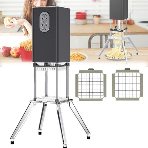 Feiphla Coupe Frites éLectrique, Coupe-Pommes De Terre Professionnel 200 W pour Frites, Coupe-Frites en Acier Inoxydable avec Lame, pour Pommes De Terre Black