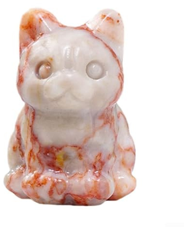 Figura de gato hecha a mano natural para decoración única del hogar, atrae buena suerte y riqueza, perfecta para los amantes de los gatos y para coleccionistas de cristal (F)