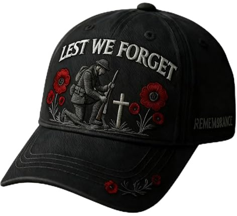 Heroes Never Forgotten Remembrance Cap, Keep Their Memory Alive, Freedom Hat, Adjustable Baseball Hat with 3D Embroidered Design (UK, Alpha, One Size, Black)