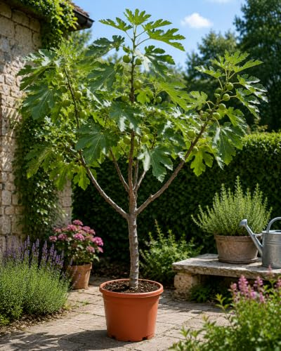Ficus carica 'Fiorone Bianco' Feigenbaum 180–200 cm XXL – Winterharte Echte Feige mit dickem Stamm, mediterraner Obstbaum, große süße Früchte, Kübel & Garten, pflegeleicht