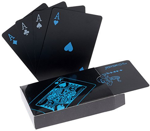 Hopewey Playing Cards Schwarze Wasserdichtes Pokerkarten Plastik Spielkarten aus PVC Profi Premium Spielkarten für Texas Holdem Poker HOT