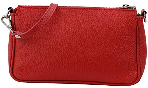 SH Leder Echtleder Schultertasche Umhängetasche Handtaschen Clutch kleine Tasche Abendtasche 23x13cm Jennie G323 (Rot)
