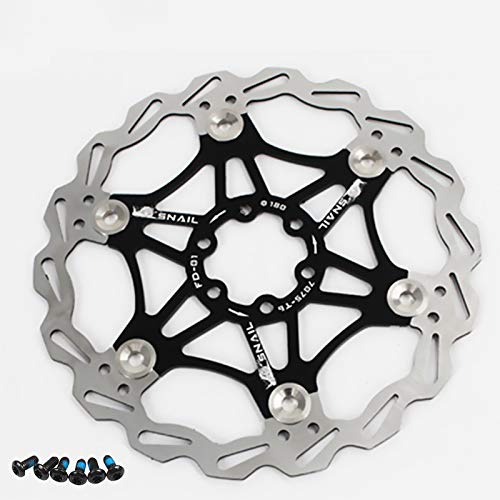 Newgoal Disco Freno a Disco per Bicicletta, 180mm Disco Freno per Bicicletta Mountain Bike Disco Freno flottante Blocco Centrale Accessori per Biciclette(Nero)