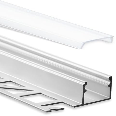 Innovate 2m LED Fliesenprofil - Aluminium Profil inkl. Cover - Fliesenleiste für LED Stripes bis 12mm - Indirekte Beleuchtung - Kantenschutz - Aluleiste – Wärmeableitung