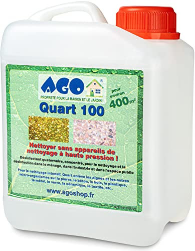 AGO-Quart 100 - Concentré Anti-dépôts verts, anti-algues vertes, rouges et noires, anti-lichens, 2 Litres