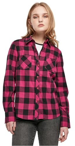 Urban Classics Dam dam Turnup checked flanell skjorta, Vilda violetta/svart, M