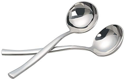 Qskely 3-Piece Stainless Steel Gravy Ladle Spoons, Soup Ladle Spoon, Gravy Soup Spoon