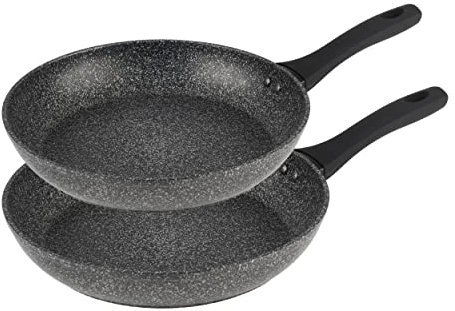Salter COMBO-8579A Megastone Frying Pan Set - Non-Stick 2 Piece Pans, Dishwasher Safe, 28cm & 30cm Corrosion-Resistant Forged Aluminium, Suitable for All Hob Types, Metal Utensil Safe